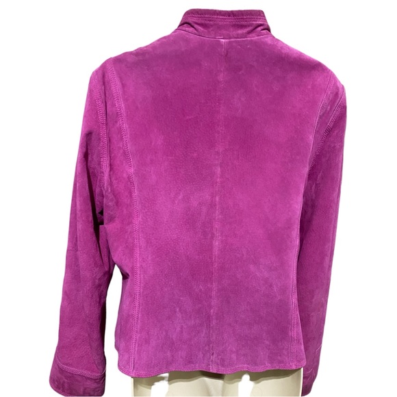 KASPER Genuine Leather Pink Vintage Jacket women size L - Picture 6 of 9